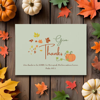 Thanksgiving Psalm 107:1 | Christian Custom Family Holiday Card