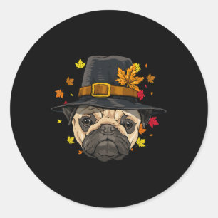 Thanksgiving Pug Pilgrim Autumn Fall Turkey Day Do Classic Round Sticker