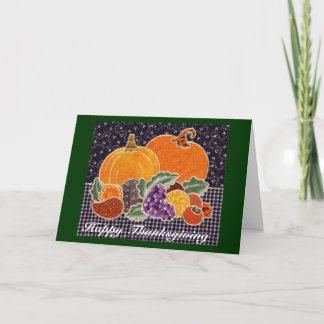 Thanksgiving Pumpkin and Friends Patchwork Holiday Card
