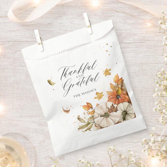 Thanksgiving Pumpkin and Leaves Theme Favour Bag (Clipped)