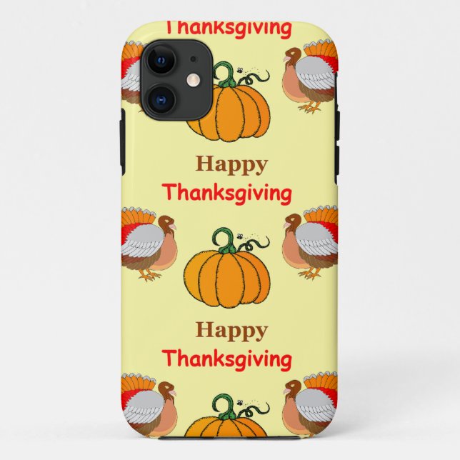Thanksgiving pumpkin and turkey Case-Mate iPhone case (Back)