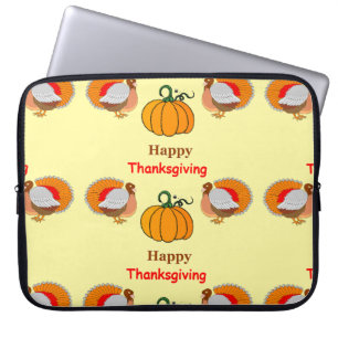 Thanksgiving pumpkin and turkey laptop sleeve