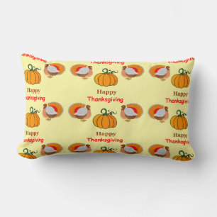 Thanksgiving pumpkin and turkey lumbar cushion