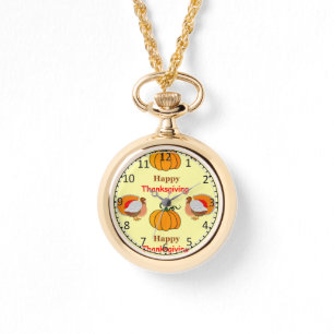 Thanksgiving pumpkin and turkey watch