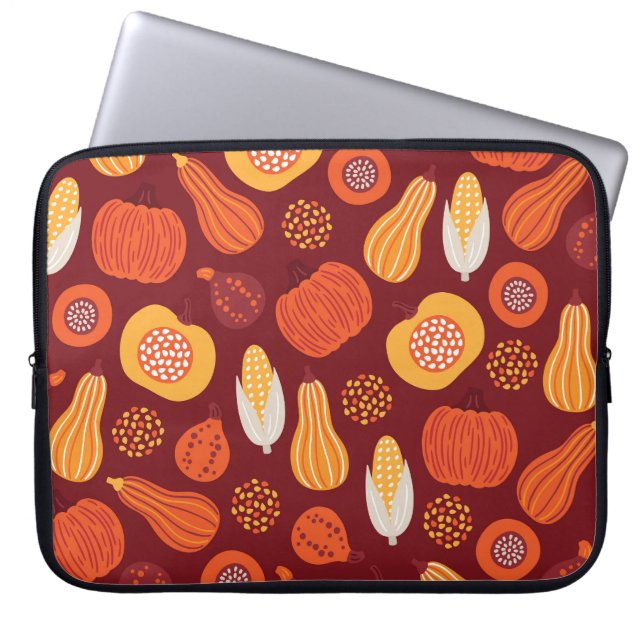 Thanksgiving Pumpkin Brown Seamless Pattern. Laptop Sleeve (Front)