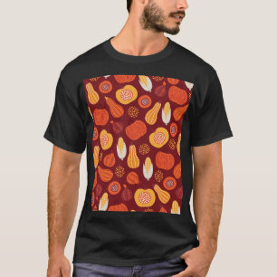 Thanksgiving Pumpkin Brown Seamless Pattern. T-Shirt