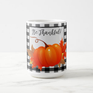 Thanksgiving Pumpkin Buffalo Plaid Mug