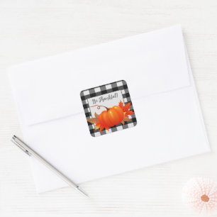 Thanksgiving Pumpkin Buffalo Plaid Sticker