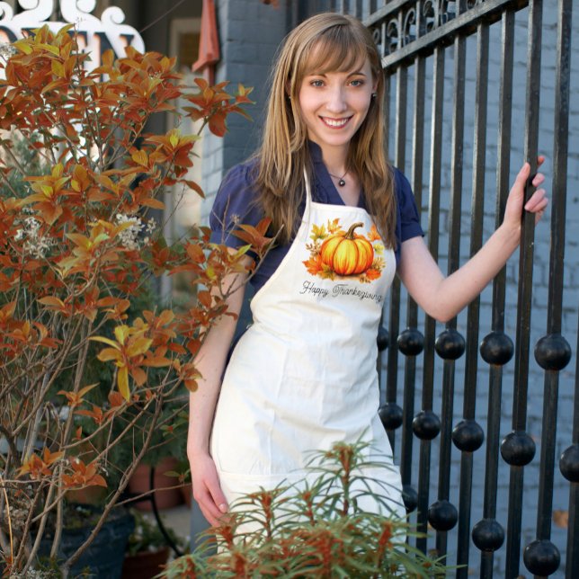 Thanksgiving Pumpkin Custom Fall Kitchen Gift Apron (Creator Uploaded)