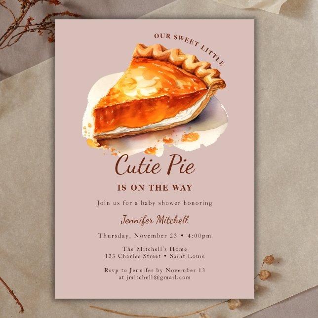 Thanksgiving Pumpkin Cutie Pie Baby Shower Invitation (Thanksgiving Pumpkin Cutie Pie Baby Shower Invitation)