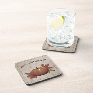 Thanksgiving Pumpkin Damask Coaster