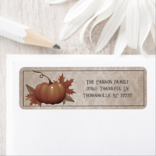 Thanksgiving Pumpkin Damask Label Return Address Label