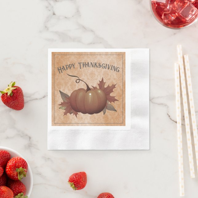 Thanksgiving Pumpkin Damask | Orange Napkin (Insitu)