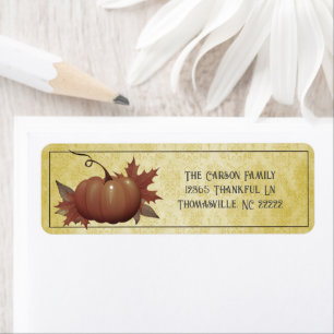 Thanksgiving Pumpkin Damask Yellow Label Return Address Label
