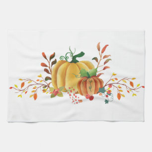 Thanksgiving pumpkin design tea towel