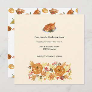 Thanksgiving Pumpkin Dinner Invitation