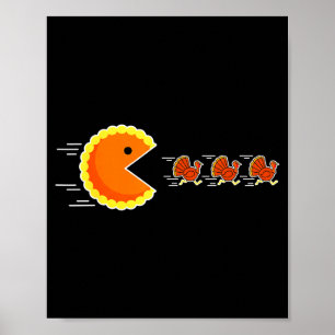 Thanksgiving Pumpkin E Chasing Turkey Gamer Men Wo Poster