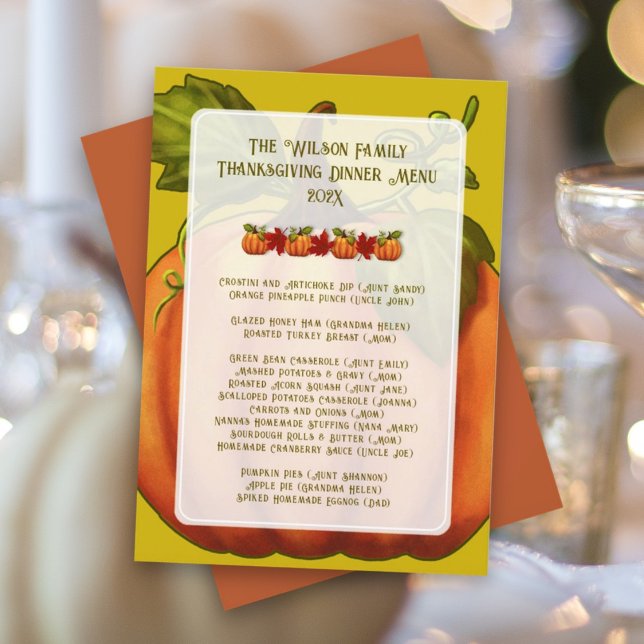 Thanksgiving Pumpkin Family Dinner Menu Template (Creator Uploaded)