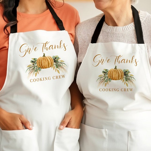 Thanksgiving Pumpkin Give Thanks Cooking Crew  Apron (Creator Uploaded)