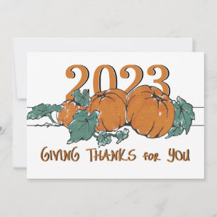 Thanksgiving Pumpkin Giving Thanks for You Holiday Card