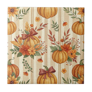 Thanksgiving Pumpkin Harvest Autumn Pattern Ceramic Tile