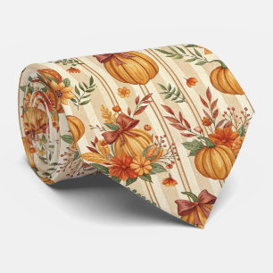 Thanksgiving Pumpkin Harvest Autumn Pattern Tie
