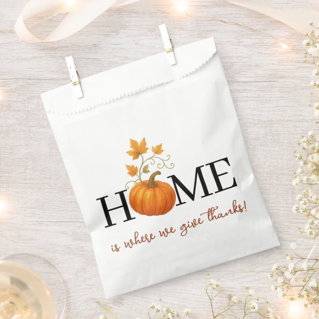 Thanksgiving Pumpkin Home is Where We Give Thanks Favour Bag (Clipped)