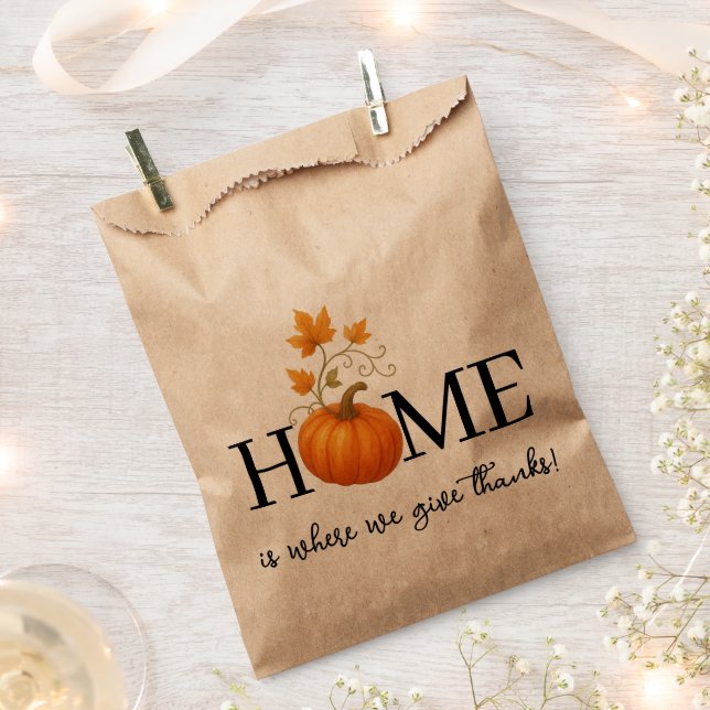Thanksgiving Pumpkin Home is Where We Give Thanks Favour Bag (Clipped)