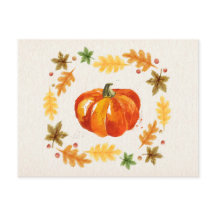 Thanksgiving Pumpkin Leaves Watercolors