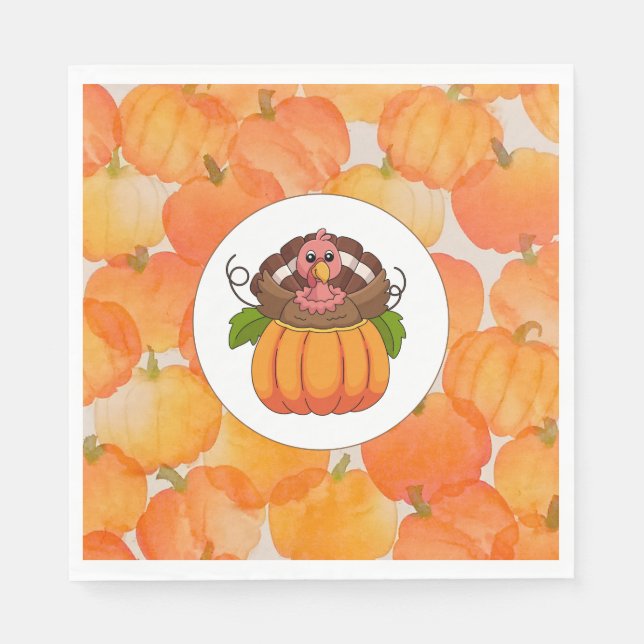 Thanksgiving Pumpkin Paper Napkin (Front)
