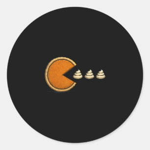 Thanksgiving Pumpkin Pie Chasing Cream Game On Tha Classic Round Sticker
