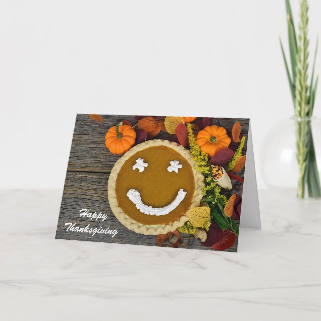 Thanksgiving Pumpkin Pie  Holiday Card (Front)