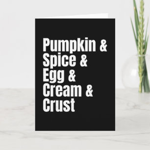 Thanksgiving Pumpkin Pie Ingredient List Funny Rec Card