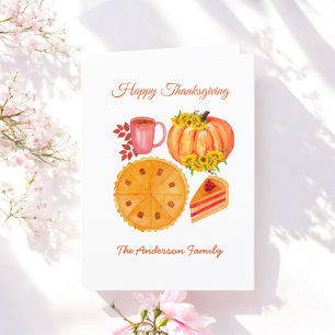 Thanksgiving Pumpkin Pie Orange White Holiday Card