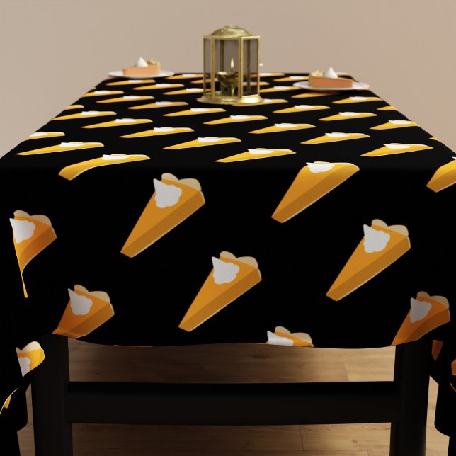 Thanksgiving Pumpkin Pie Pattern Black and Orange Tablecloth (Fun pumpkin pie pattern tablecloth perfect for Thanksgiving or any celebration featuring pumpkin pie)