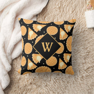 Thanksgiving Pumpkin Pie Patterned Monogram Fall Cushion