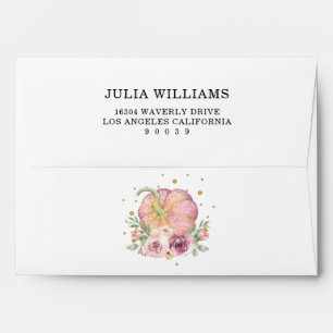 Thanksgiving Pumpkin Pink Floral Envelope