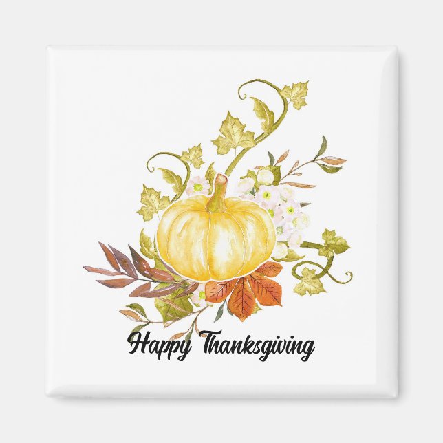 Thanksgiving Pumpkin Square Magnet (Front)