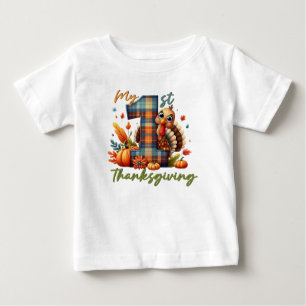 Thanksgiving Pumpkin Watercolor Autumn Baby T-Shirt