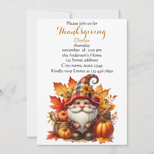 Thanksgiving Pumpkin Watercolor Autumn Invitation (Front)
