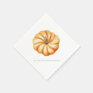 Thanksgiving pumpkin watercolor blue and orange napkin