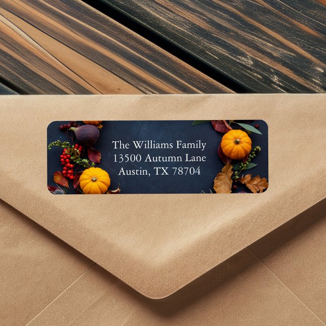Thanksgiving Pumpkin Wreath Autumn Return Address Label (Creator Uploaded)