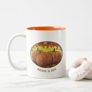 Thanksgiving Pumpkins #1 Fall Autumn Leaves Two-Tone Coffee Mug