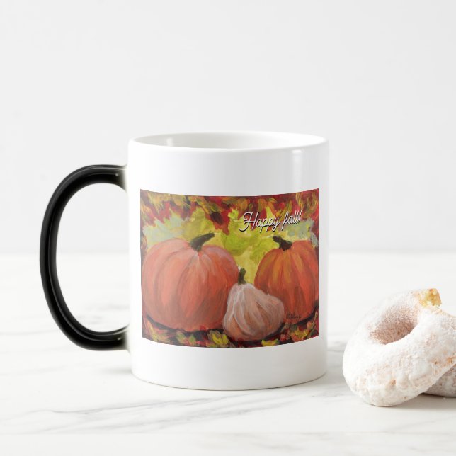 Thanksgiving Pumpkins #1 Fall Autumn LeavesThanksg Magic Mug (With Donut)