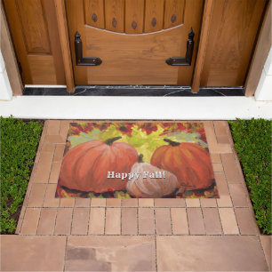 Thanksgiving Pumpkins #2 Fall Autumn Leaves Doormat