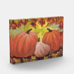 Thanksgiving Pumpkins #2 Fall Autumn Leaves Photo Block