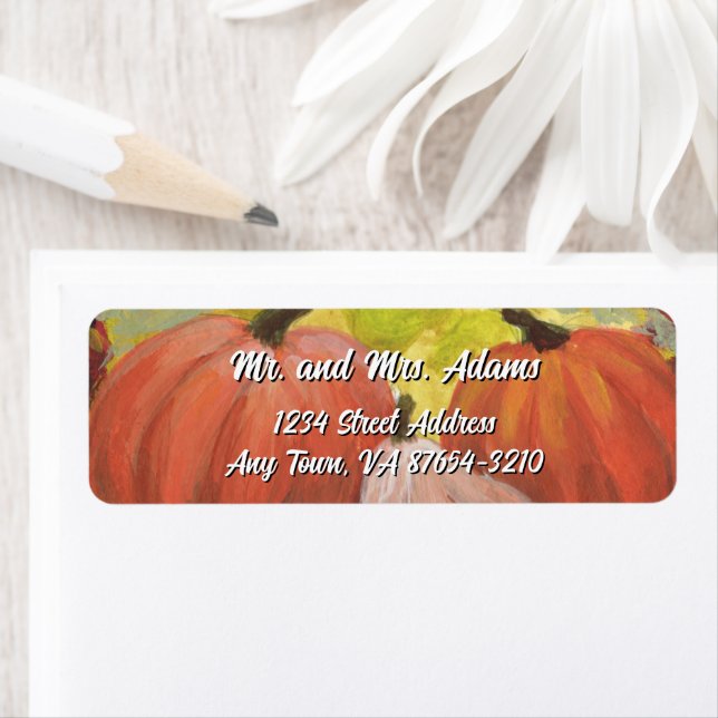 Thanksgiving Pumpkins #2 Fall Autumn Leaves Return Address Label (Insitu)