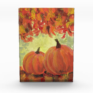 Thanksgiving Pumpkins #3 Fall Autumn Leaves Photo Block