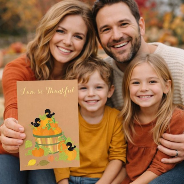 Thanksgiving Pumpkins and Birds Holiday Card (Creator Uploaded)