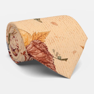 Thanksgiving,Pumpkins and Flowers Pattern Neck Tie